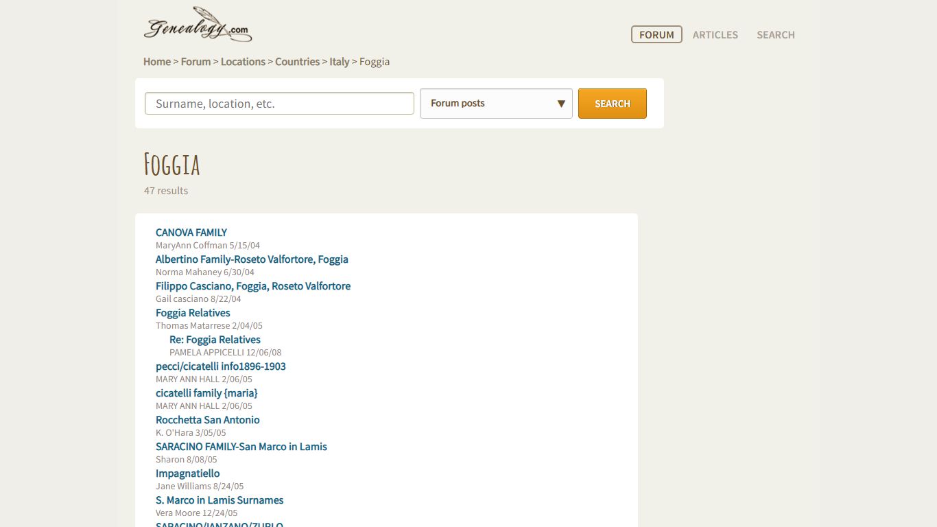 Foggia - Italy - Genealogy.com